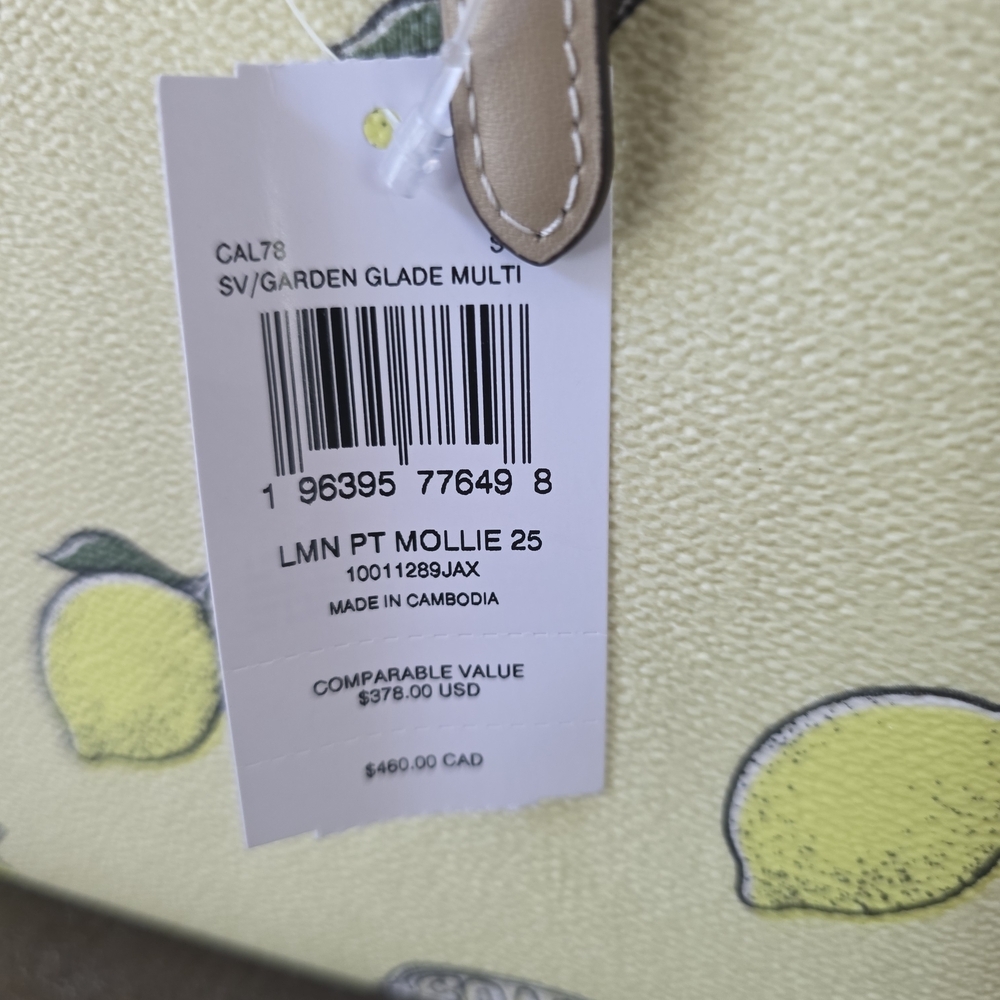 Coach Mollie Tote/Crossbody Lemon Print Coated Canvas With Wristlet-NWT - Picture 7 of 16